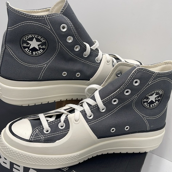 Converse Men’s A05116C CTAS CONSTRUCT HI CYBER GREY/VINTAGE WHITE/EGRET Platform - Picture 10 of 16